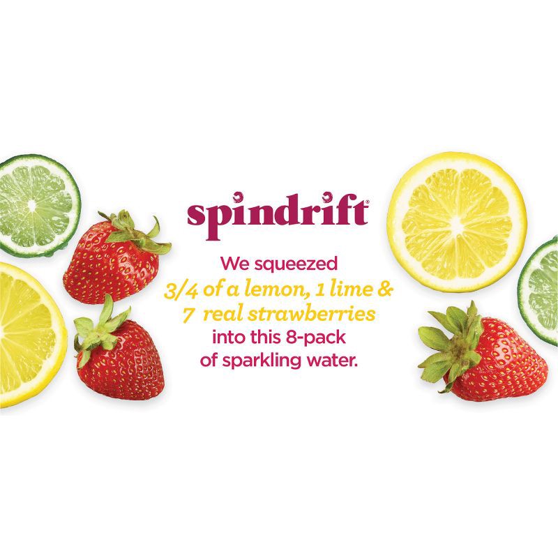 slide 3 of 5, Spindrift Strawberry Lemonade Sparkling Water - 8pk/12 fl oz Cans, 8 ct; 12 fl oz