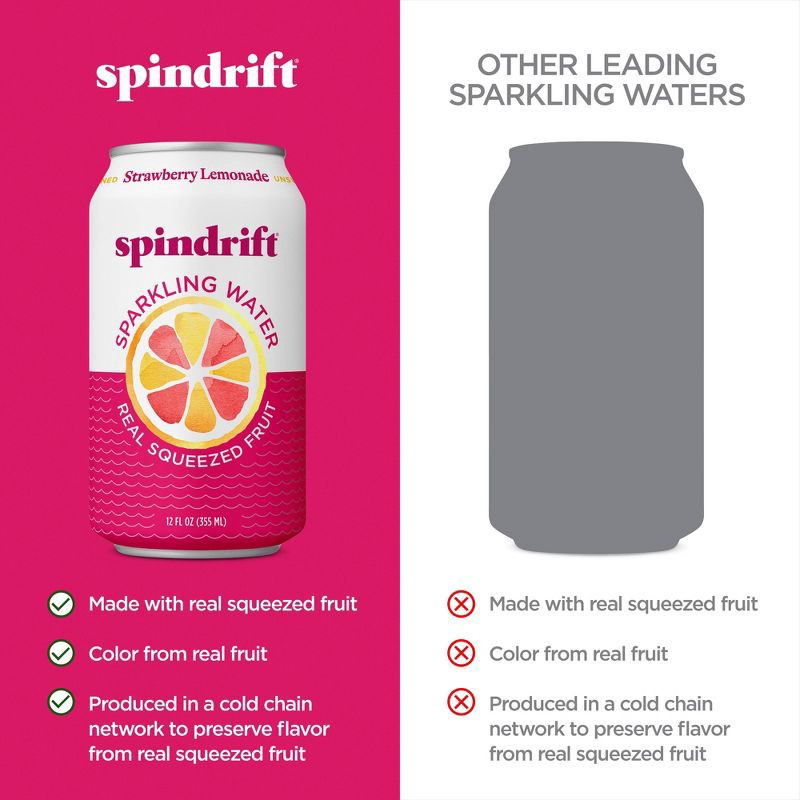 slide 4 of 6, Spindrift Strawberry Lemonade Sparkling Water - 8pk/12 fl oz Cans, 8 ct; 12 fl oz
