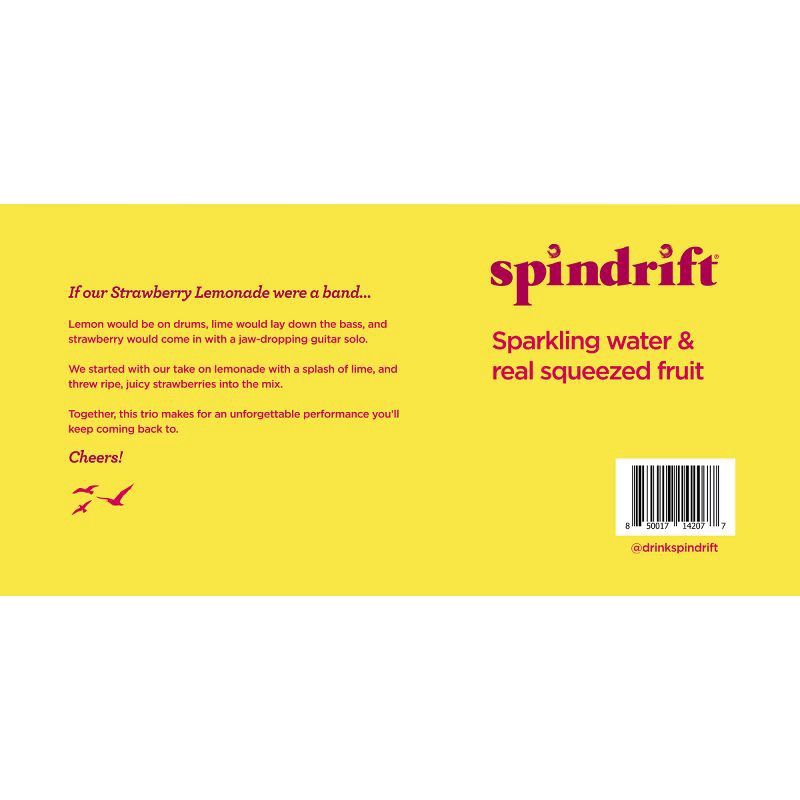 slide 4 of 5, Spindrift Strawberry Lemonade Sparkling Water - 8pk/12 fl oz Cans, 8 ct; 12 fl oz