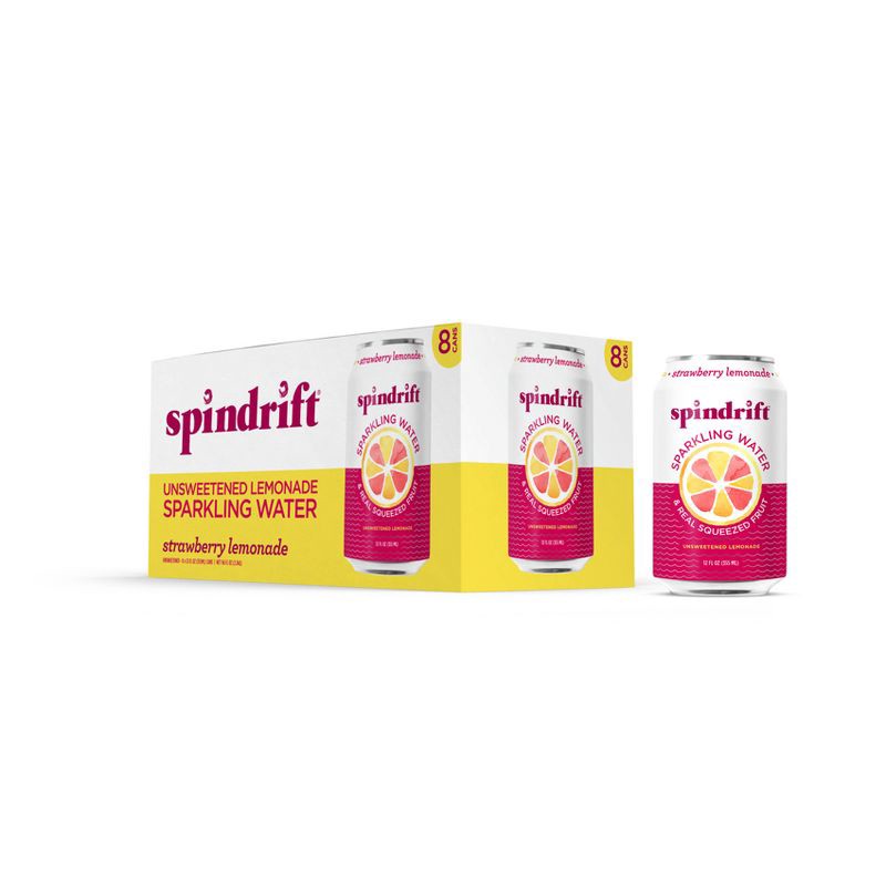 slide 1 of 5, Spindrift Strawberry Lemonade Sparkling Water - 8pk/12 fl oz Cans, 8 ct; 12 fl oz