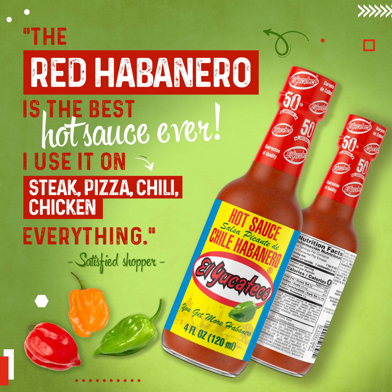 slide 3 of 8, El Yucateco Chile Habanero Hot Sauce 4 fl oz, 4 fl oz