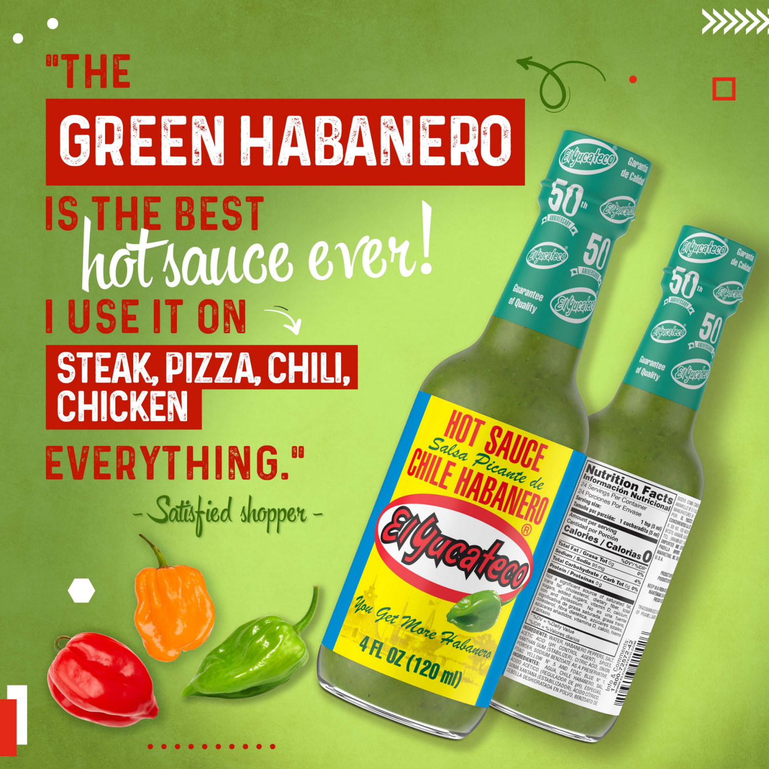 slide 3 of 8, El Yucateco Chile Habanero Hot Sauce 4 fl oz, 4 fl oz