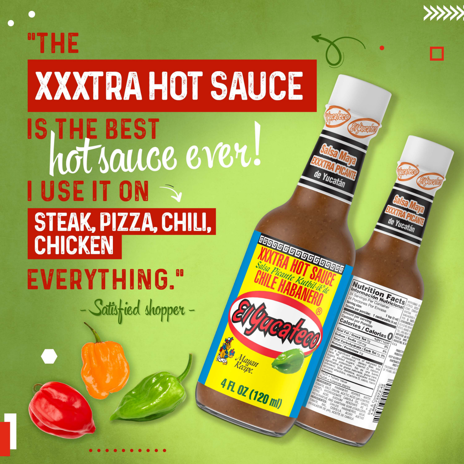 slide 3 of 8, El Yucateco Xxxtra Chile Habanero Hot Sauce 4 fl oz, 4 fl oz