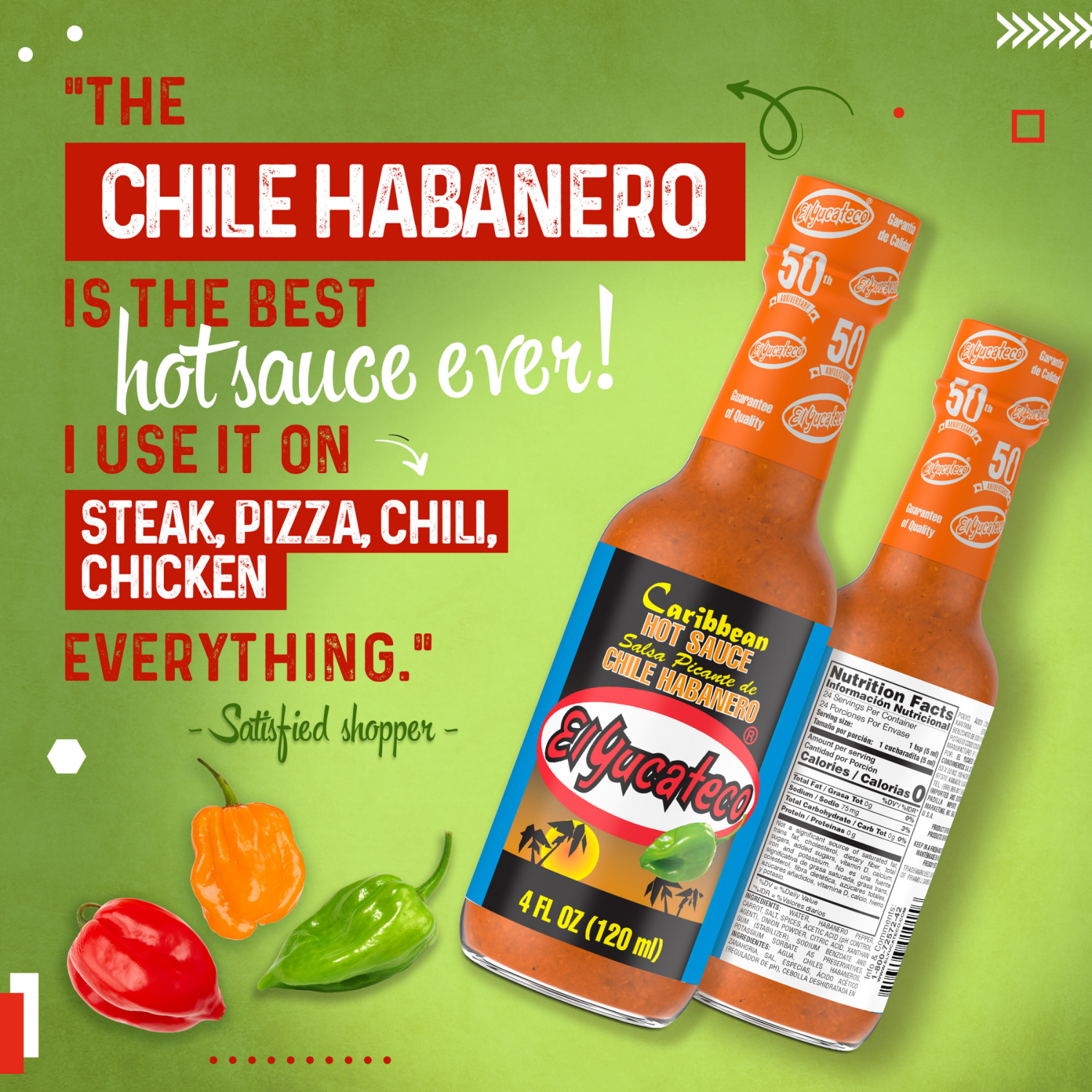 slide 3 of 8, El Yucateco Caribbean Chile Habanero Hot Sauce 4 fl oz, 4 fl oz