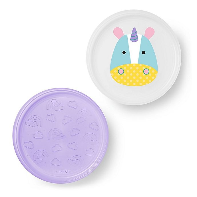 slide 1 of 3, Skip Hop SKIP*HOP Unicorn Zoo Smart Non-Slip Plates - Purple, 2 ct