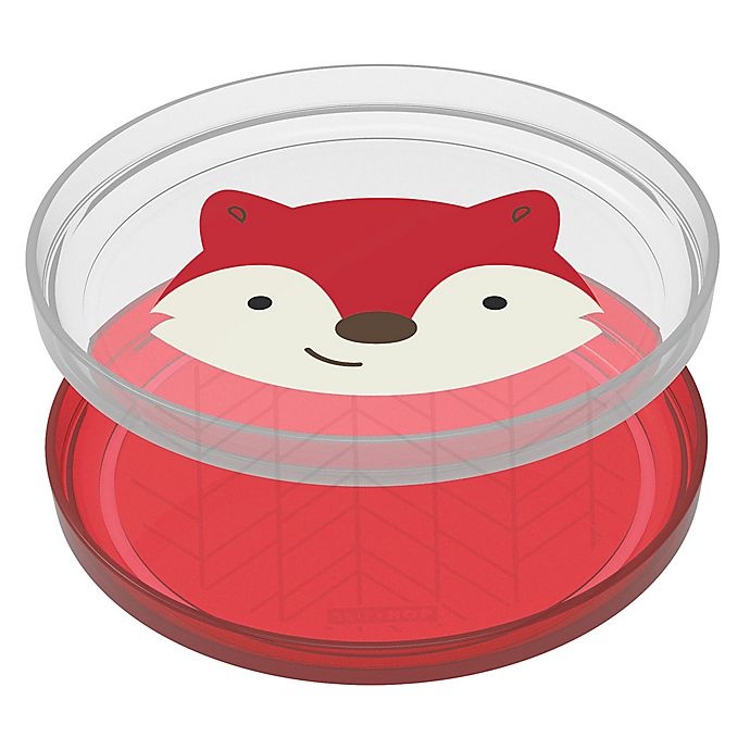 slide 2 of 3, Skip Hop SKIP*HOP Fox Zoo Smart Non-Slip Plates - Red, 2 ct