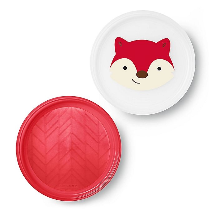 slide 1 of 3, Skip Hop SKIP*HOP Fox Zoo Smart Non-Slip Plates - Red, 2 ct