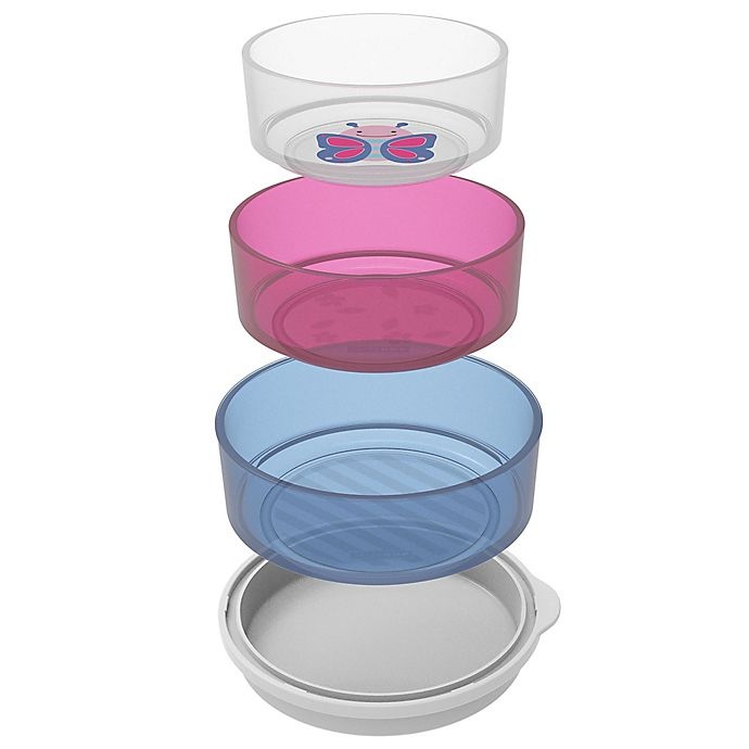 slide 3 of 3, Skip Hop SKIP*HOP Butterfly Zoo Smart Serve Non-Slip Bowls - Pink/Blue, 4 ct