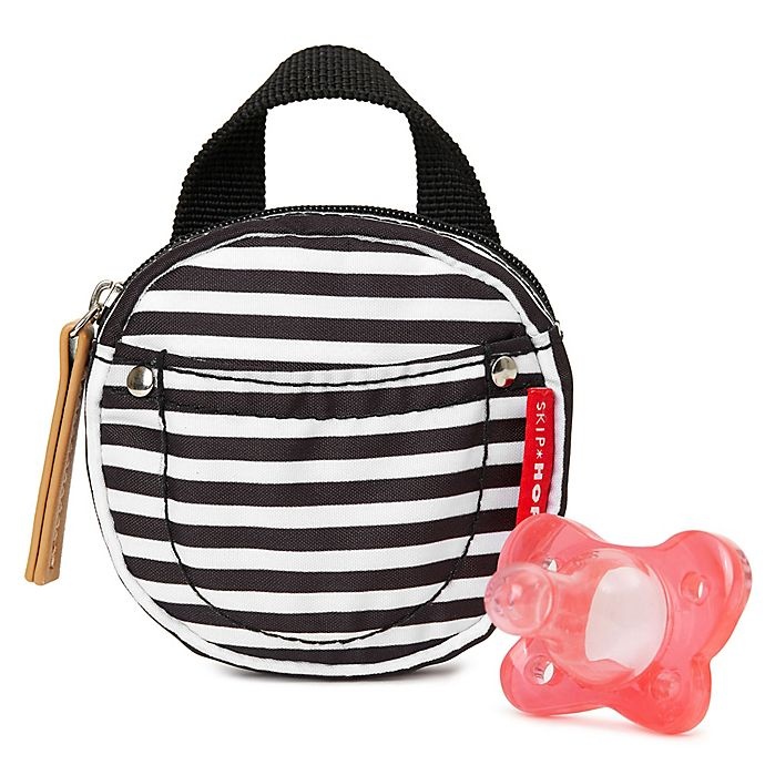 slide 2 of 4, Skip Hop SKIP*HOP Pacifier Pocket - Black/ White Stripe, 1 ct