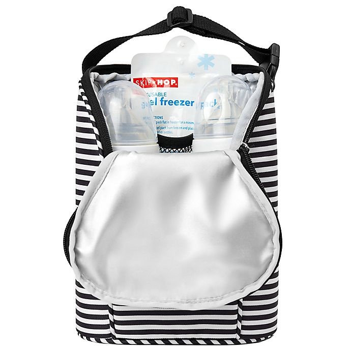 slide 2 of 4, Skip Hop SKIP*HOP Grab & Go Double Bottle Bag - Black/White, 1 ct