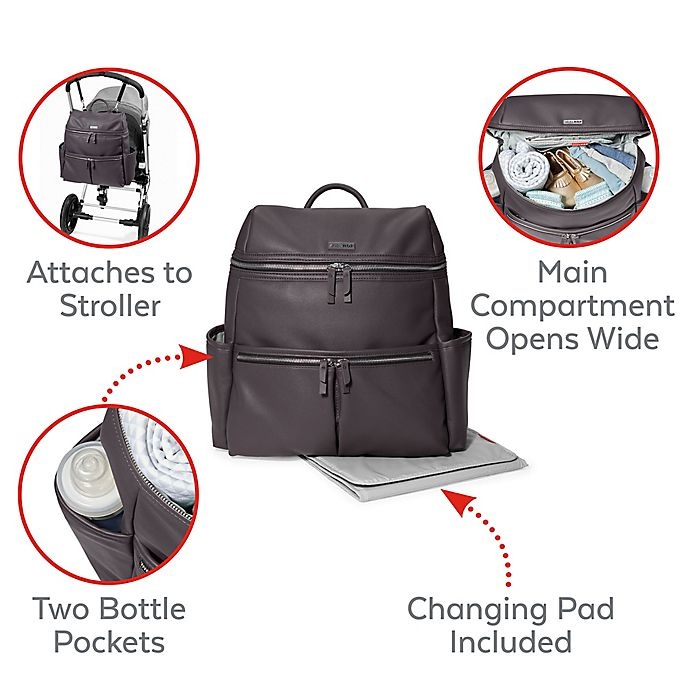 slide 6 of 10, Skip Hop SKIP*HOP Flatiron Diaper Backpack - Grey Raisin, 1 ct