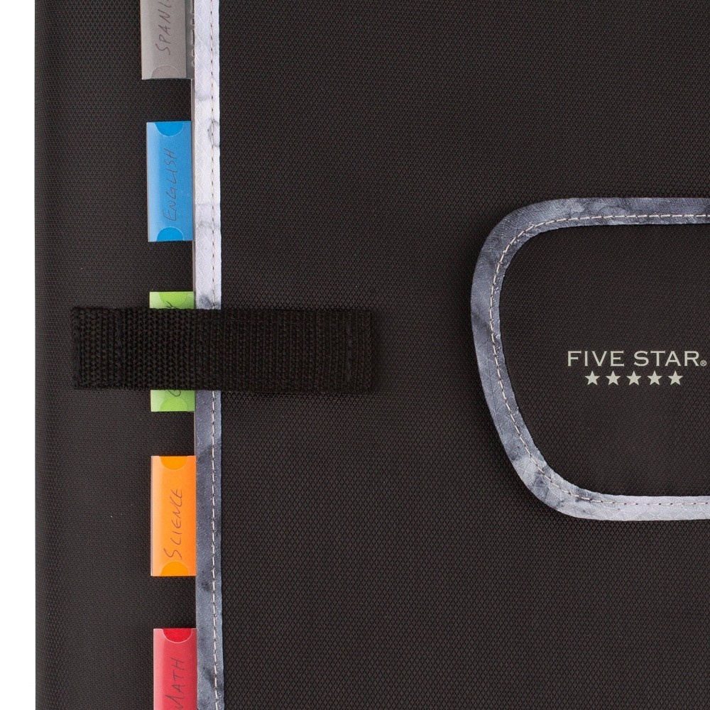 slide 3 of 6, 2" Quick Tab Sewn Zipper Binder Black/Gray - Five Star, 1 ct