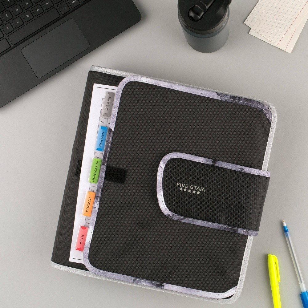 slide 2 of 6, 2" Quick Tab Sewn Zipper Binder Black/Gray - Five Star, 1 ct