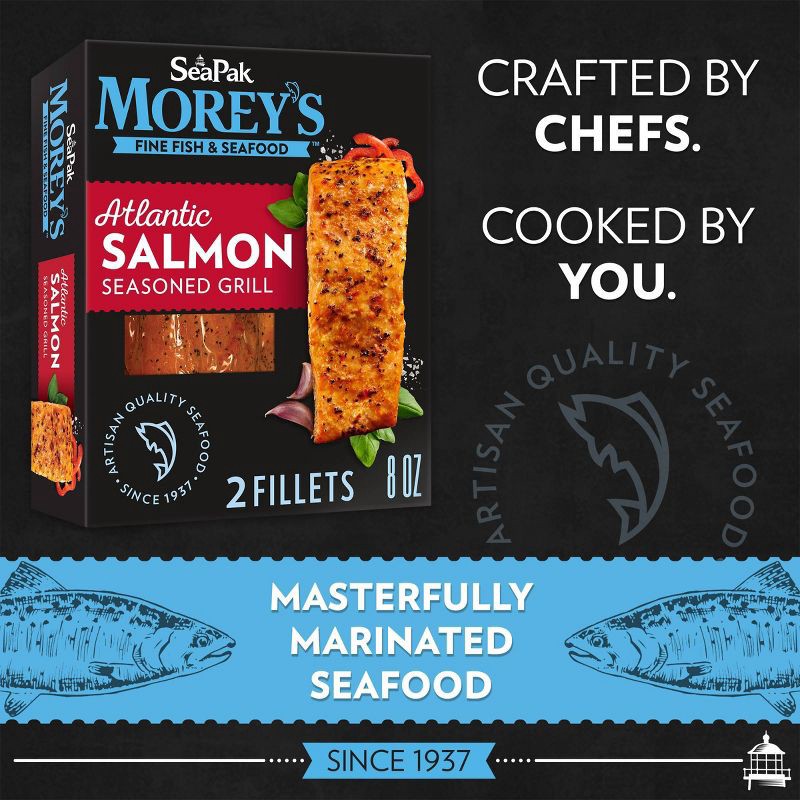 slide 4 of 6, Sea Pak SeaPak Morey's Atlantic Salmon Seasoned Grill - Frozen - 8oz, 8 oz