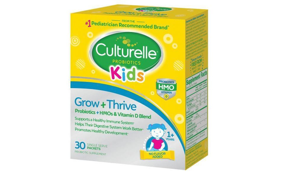 slide 2 of 4, Culturelle Kids Grow + Thrive Probiotics + HMO + Vitamin D Blend Packs, 30 ct