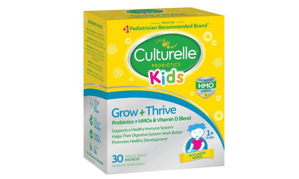 slide 3 of 4, Culturelle Kids Grow + Thrive Probiotics + HMO + Vitamin D Blend Packs, 30 ct