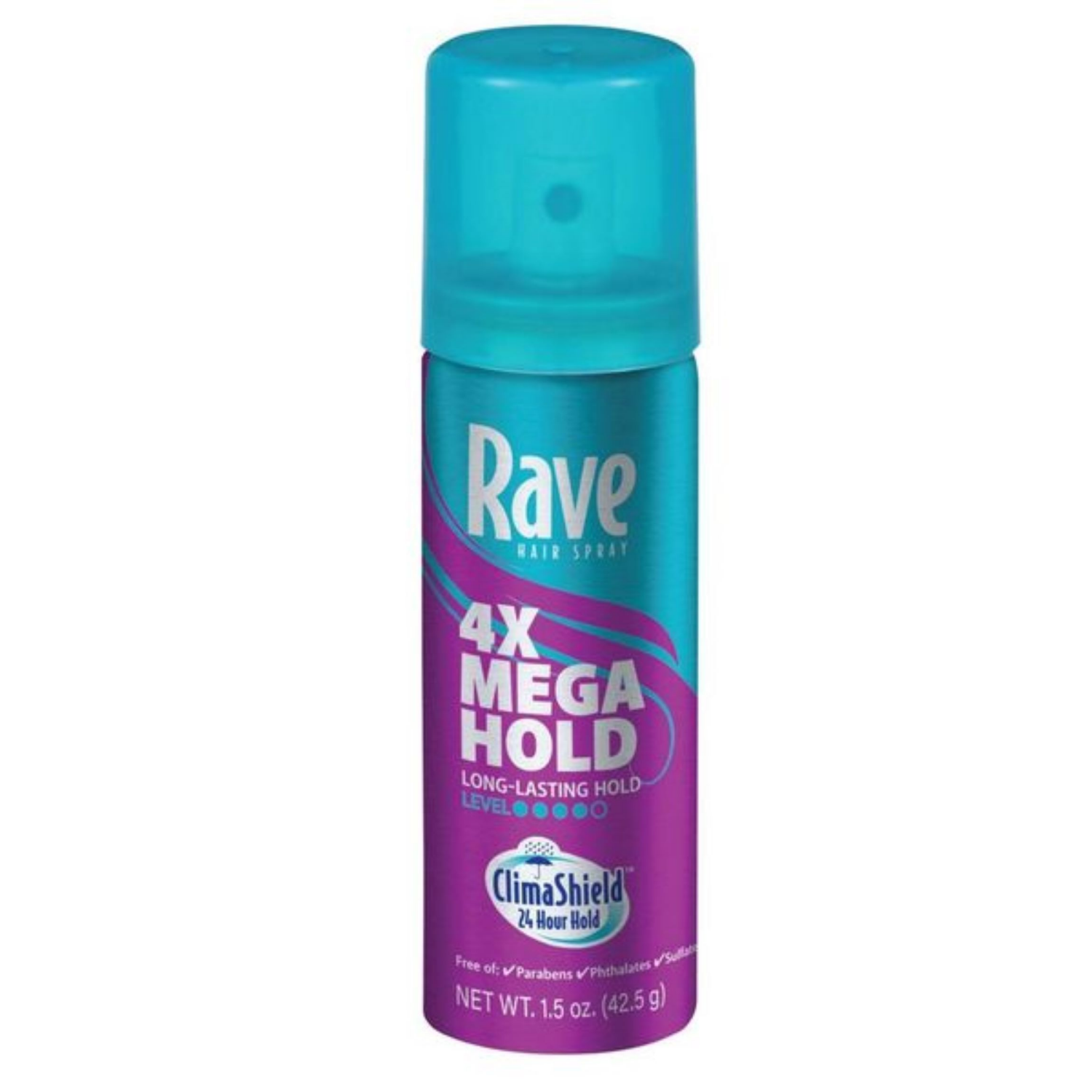 slide 1 of 2, Rave 4X Mega Unscented Travel Size Hairspray, 1.5 oz