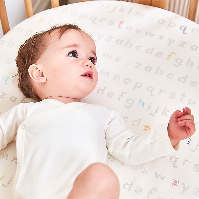 slide 3 of 3, Stokke Sleepi Petite Pehr Mini Fitted Crib Sheet - Rainbow Alphabet, 1 ct