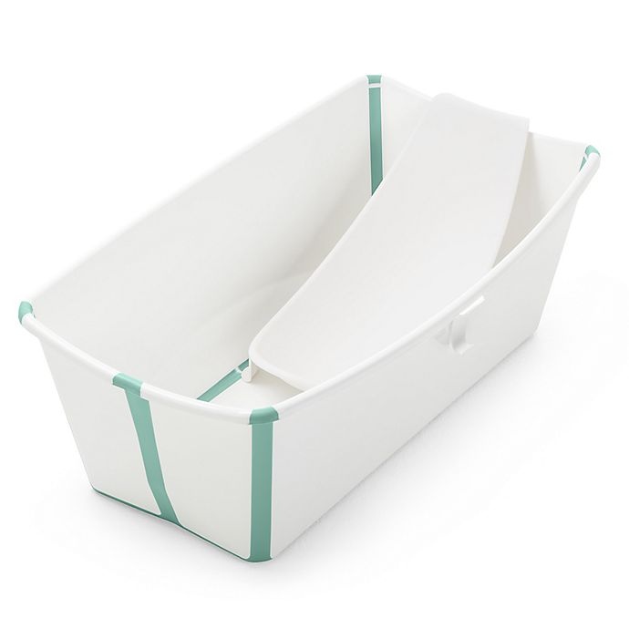 slide 1 of 3, Stokke Flexi Bath Tub and Newborn Support Set - White/Aqua, 1 ct