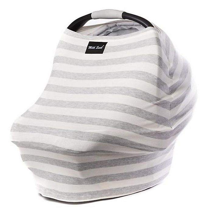 slide 1 of 2, Milk Snob Multi-Use Car Seat Cover - Cream/Grey Stripe, 1 ct