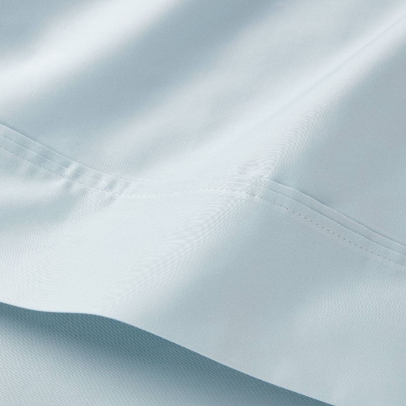 slide 3 of 4, Queen Solid Performance 400 Thread Count Sheet Set Light Blue - Threshold™: Cotton Woven, Includes 2 Pillowcases & Fitted Sheet, 1 ct