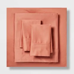 King Solid Performance 400 Thread Count Sheet Set Rust - Threshold™: Cotton Woven, Includes 2 Pillowcases & Fitted Sheet