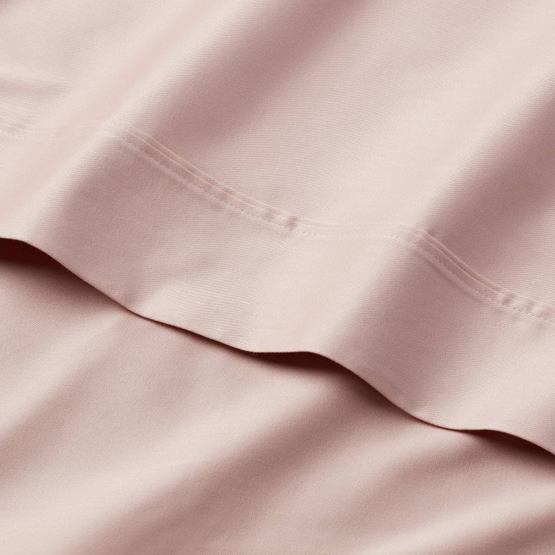 slide 3 of 4, Twin/Twin XL Solid Performance 400 Thread Count Sheet Set Blush - Threshold™: Cotton Sateen, Wrinkle-Resistant, OEKO-TEX Certified, 1 ct