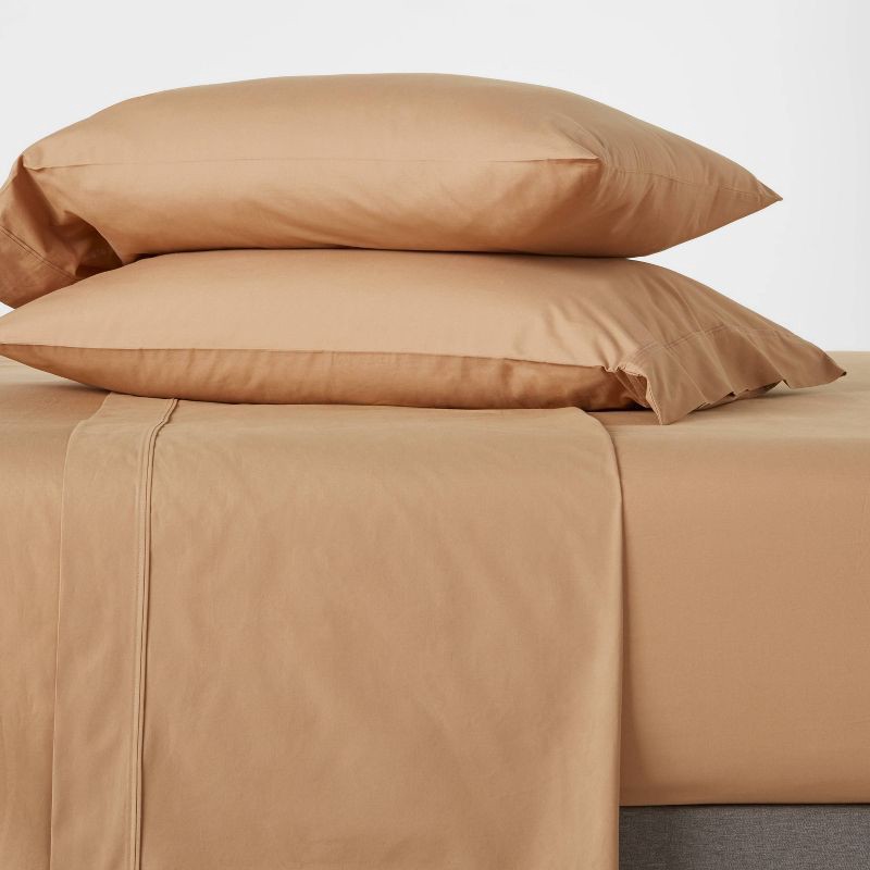 slide 3 of 4, Full 300 Thread Count Ultra Soft Fitted Sheet Brown - Threshold, 1 ct