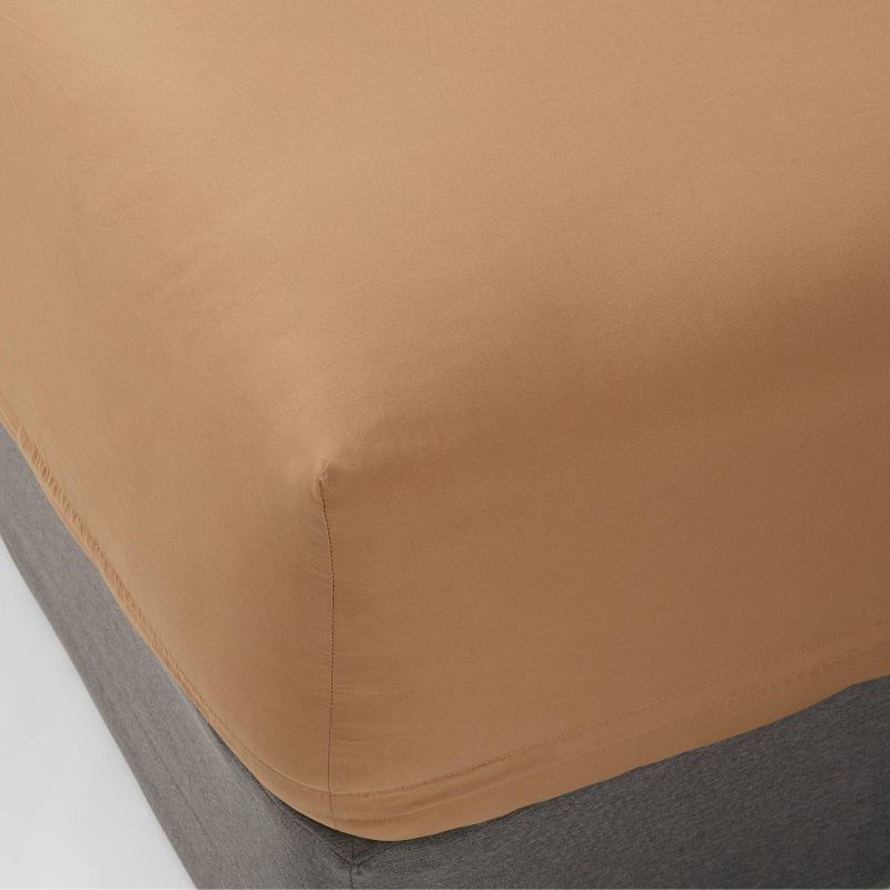 slide 1 of 4, Full 300 Thread Count Ultra Soft Fitted Sheet Brown - Threshold, 1 ct