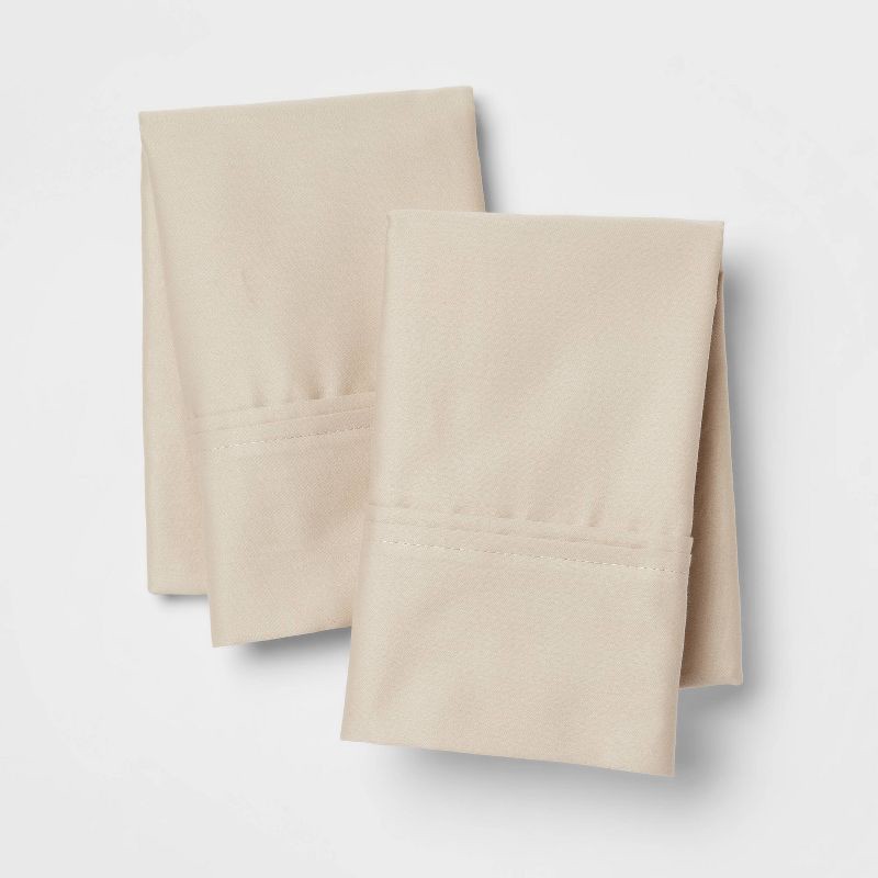 slide 1 of 4, King Solid Performance 400 Thread Count Pillowcase Set True Khaki - Threshold™: Cotton Sateen, OEKO-TEX Certified, Set of 2, 1 ct