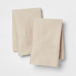 King Solid Performance 400 Thread Count Pillowcase Set True Khaki - Threshold™: Cotton Sateen, OEKO-TEX Certified, Set of 2