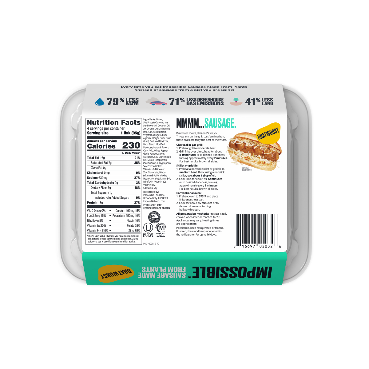 slide 2 of 2, Impossible™ Bratwurst Meat From Plants, 4 Links, 13.5 oz, 13.5 oz