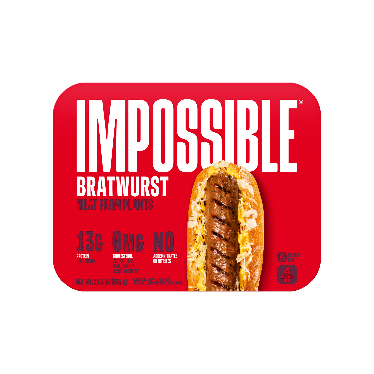 slide 1 of 2, Impossible™ Bratwurst Meat From Plants, 4 Links, 13.5 oz, 13.5 oz