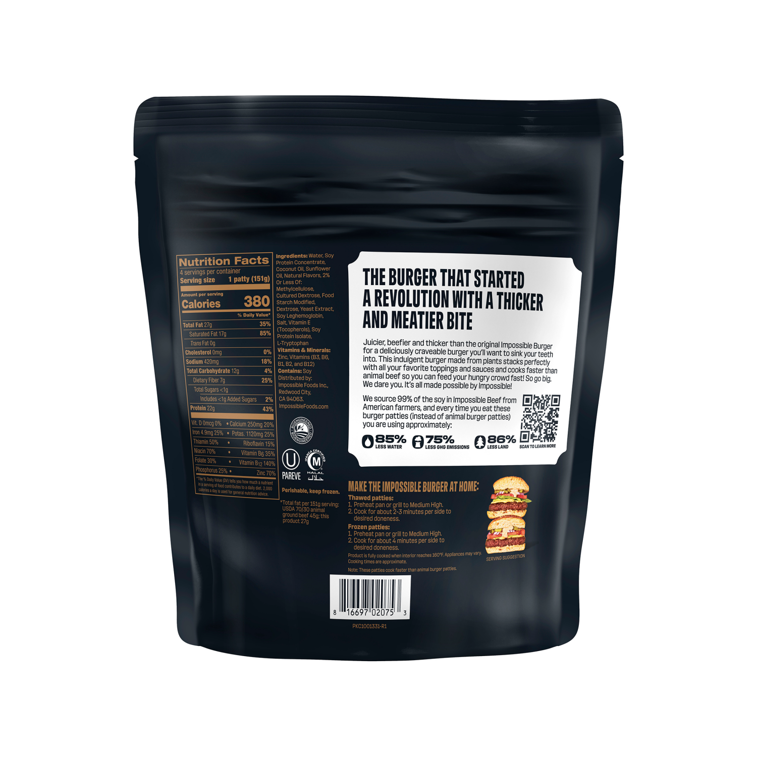 slide 2 of 2, Impossible Indulgent Burger Patties 4Ct, 12 oz