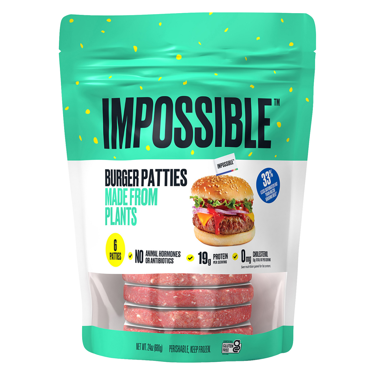 slide 1 of 13, Impossible Burger Patties Made From Plants, 24 oz, 6 Patties, 24 oz