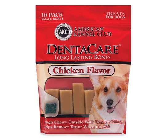 slide 1 of 1, AKC DentaCare Chicken Flavor Filled Dental Bones, 10-Count, 1 ct