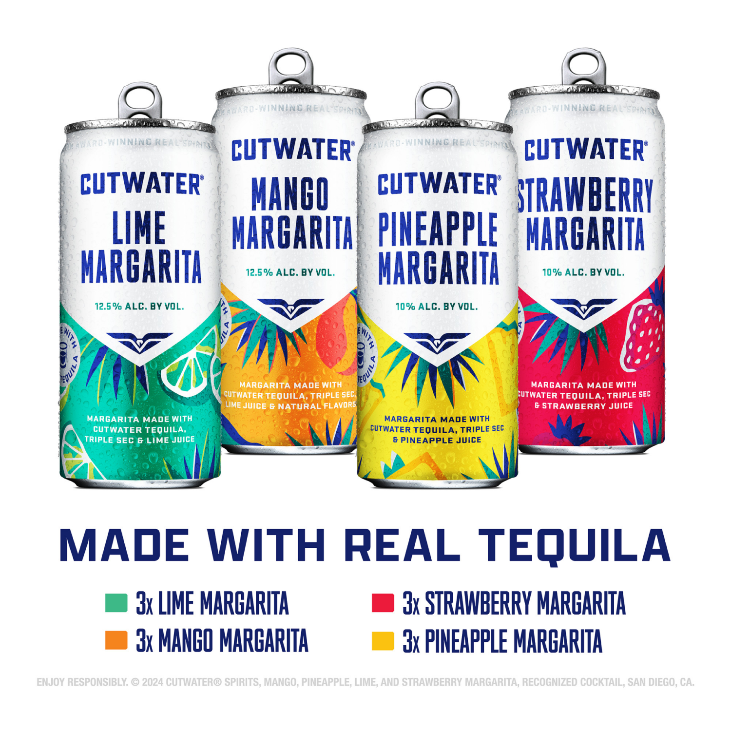 slide 4 of 5, Cutwater Spirits Assorted Margarita Variety Pack Can 12 ea, 12 ct, 200 ml