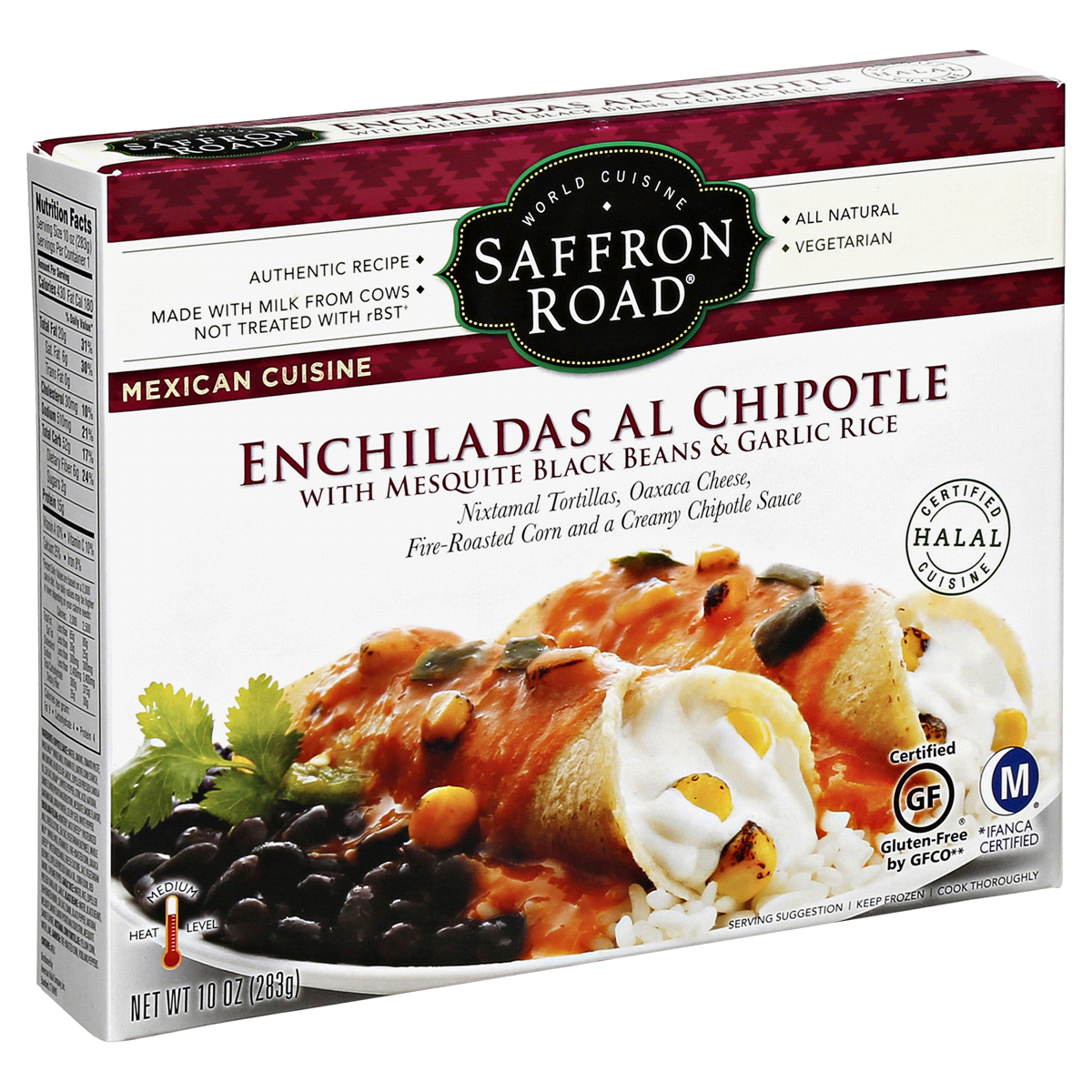 slide 6 of 6, Saffron Road Chipotle Meal Enchiladas, 10 oz