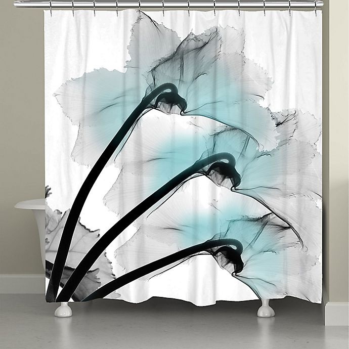 slide 1 of 1, Laural Home Blue Orchid X-Ray Shower Curtain, 71 in x 72 in