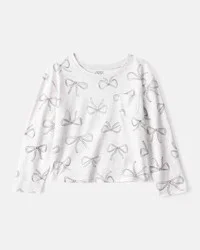 Carter&#x27;s Carters Girls Bow Print Long-Sleeve Top - Grey Grey M