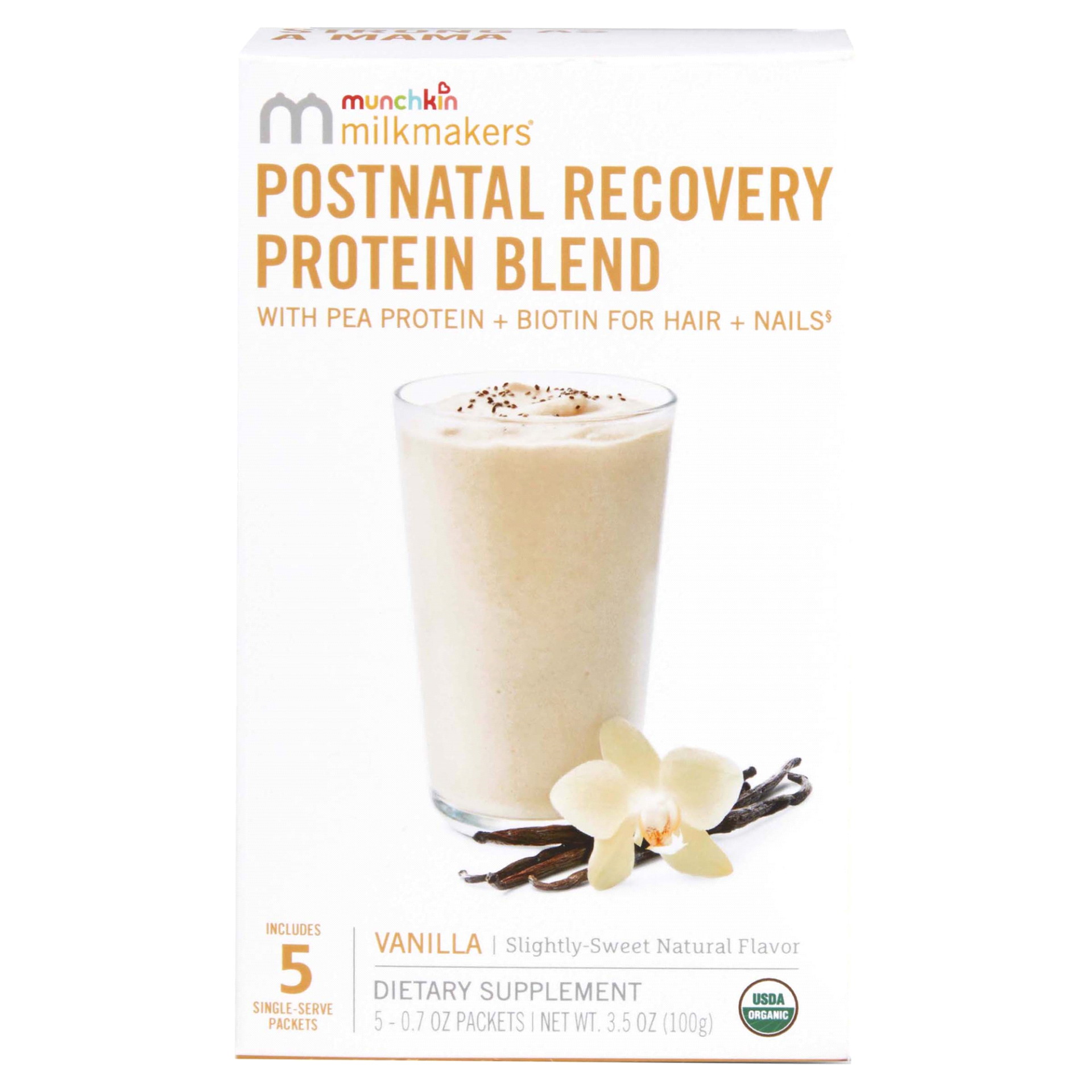 slide 1 of 1, Milkmakers Postnatal Recovery Protein Powder, With Pea Protein, Lactation Support, and Biotin for Postpartum Support, Vanilla, 5 ct