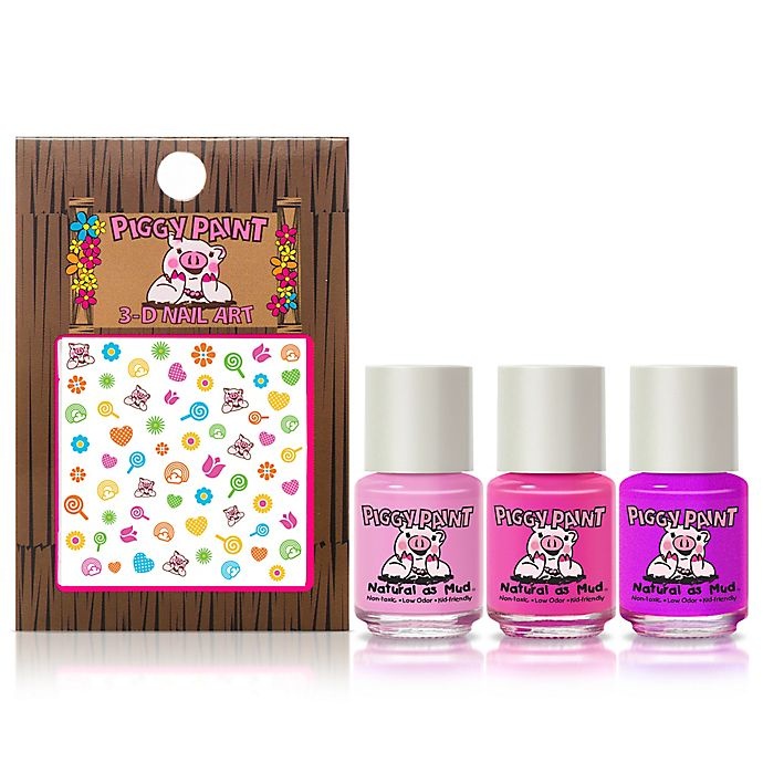 slide 2 of 2, Piggy Paint Rainbow Party Nail Polish Set with Blossom Nail Art, 4 ct