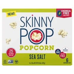 SkinnyPop Microwave Bags Sea Salt Popcorn 6 - 2.8 oz Bags