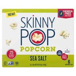SkinnyPop Microwave Bags Sea Salt Popcorn 6 - 2.8 oz Bags