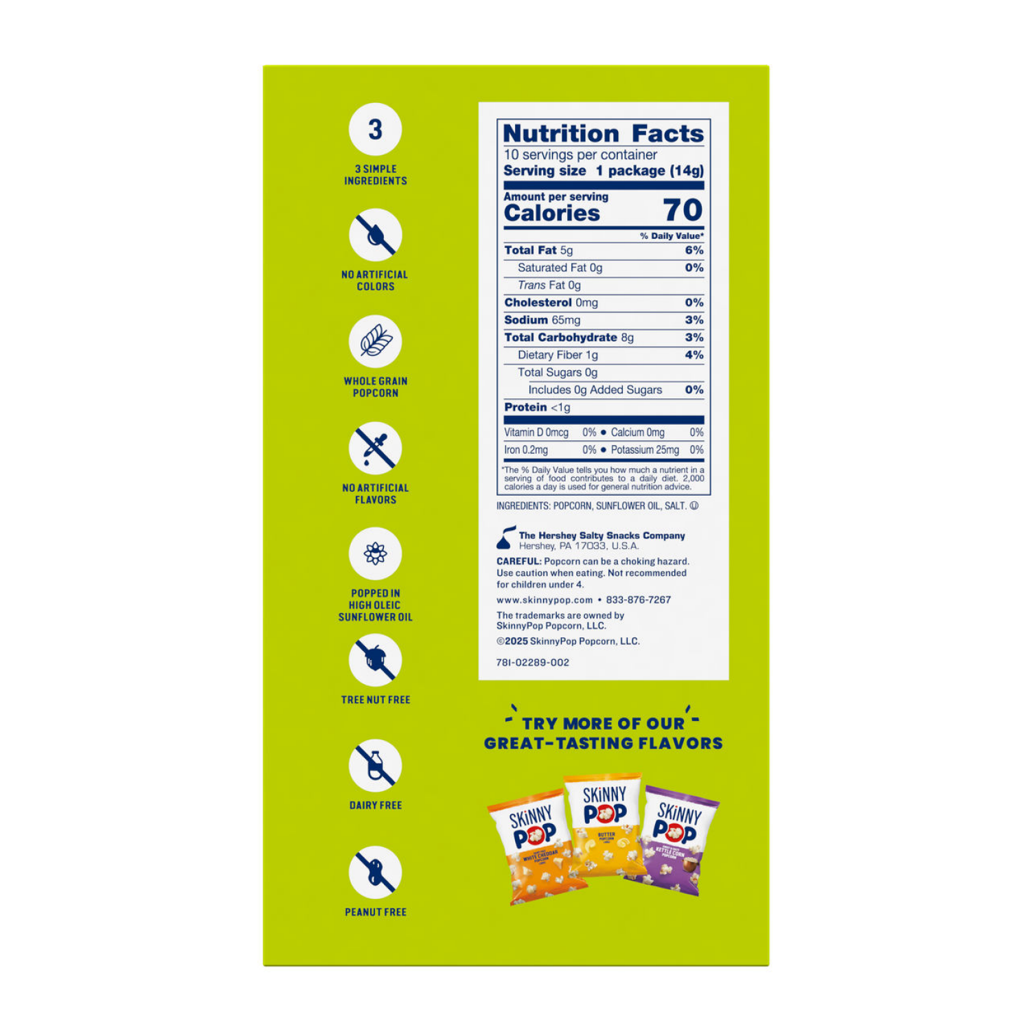 slide 2 of 3, SkinnyPop Popped Popcorn Multipack Bags - Original, 10ct ; 0.5 oz