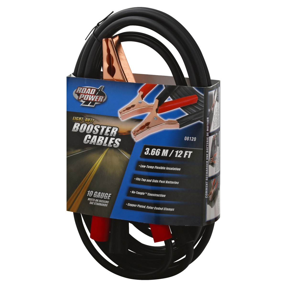 slide 2 of 9, Road Power Light-Duty 12 Feet Booster Cables 1 ea, 1 ct