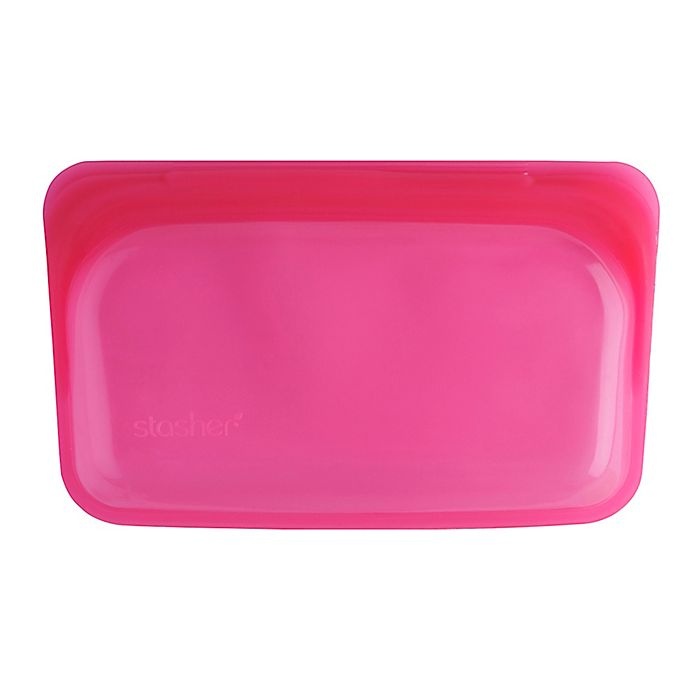 slide 2 of 6, Stasher Silicone Reusable Snack Bag - Raspberry, 9.9 oz