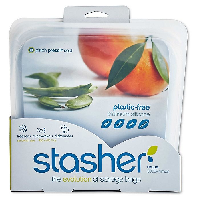 slide 2 of 4, Stasher Silicone Reusable Sandwich Bag - Clear, 15 oz