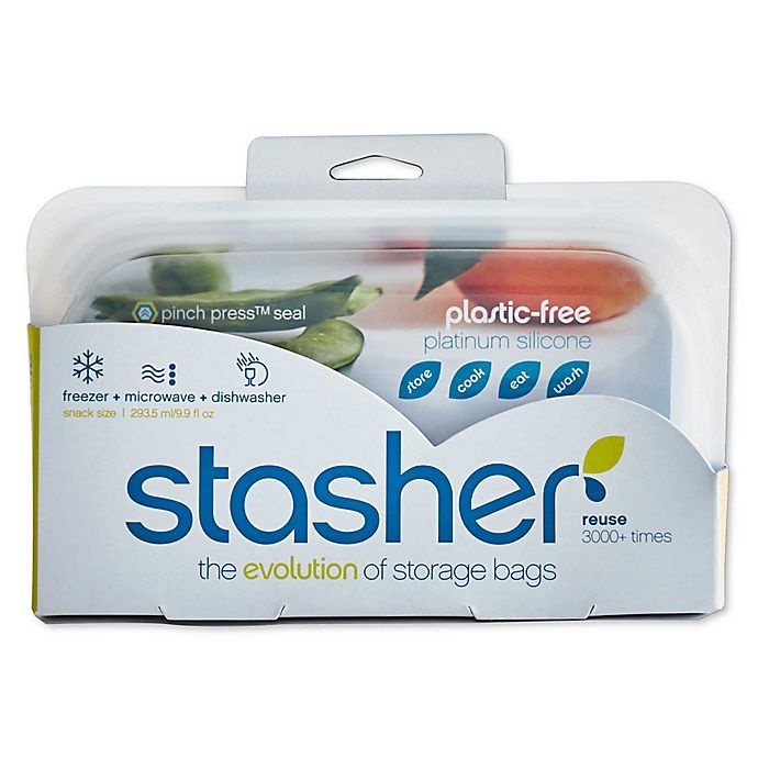 slide 3 of 6, Stasher Silicone Reusable Snack Bag - Clear, 9.9 oz