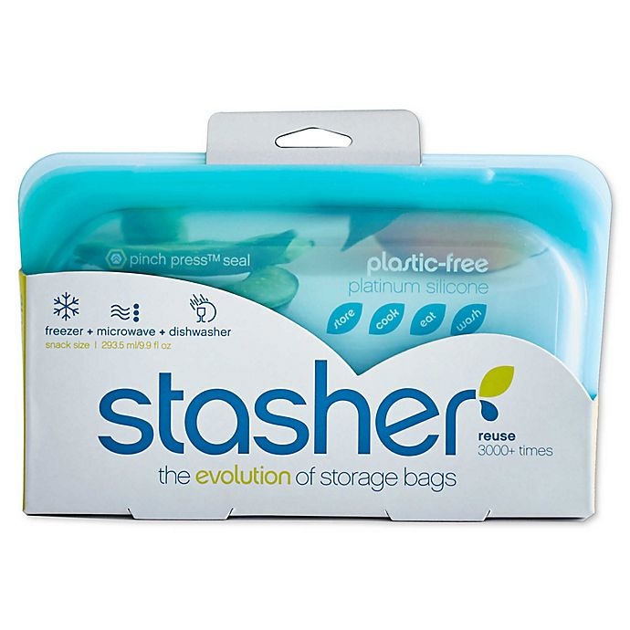 slide 2 of 4, Stasher Silicone Reusable Snack Bag - Aqua, 9.9 oz